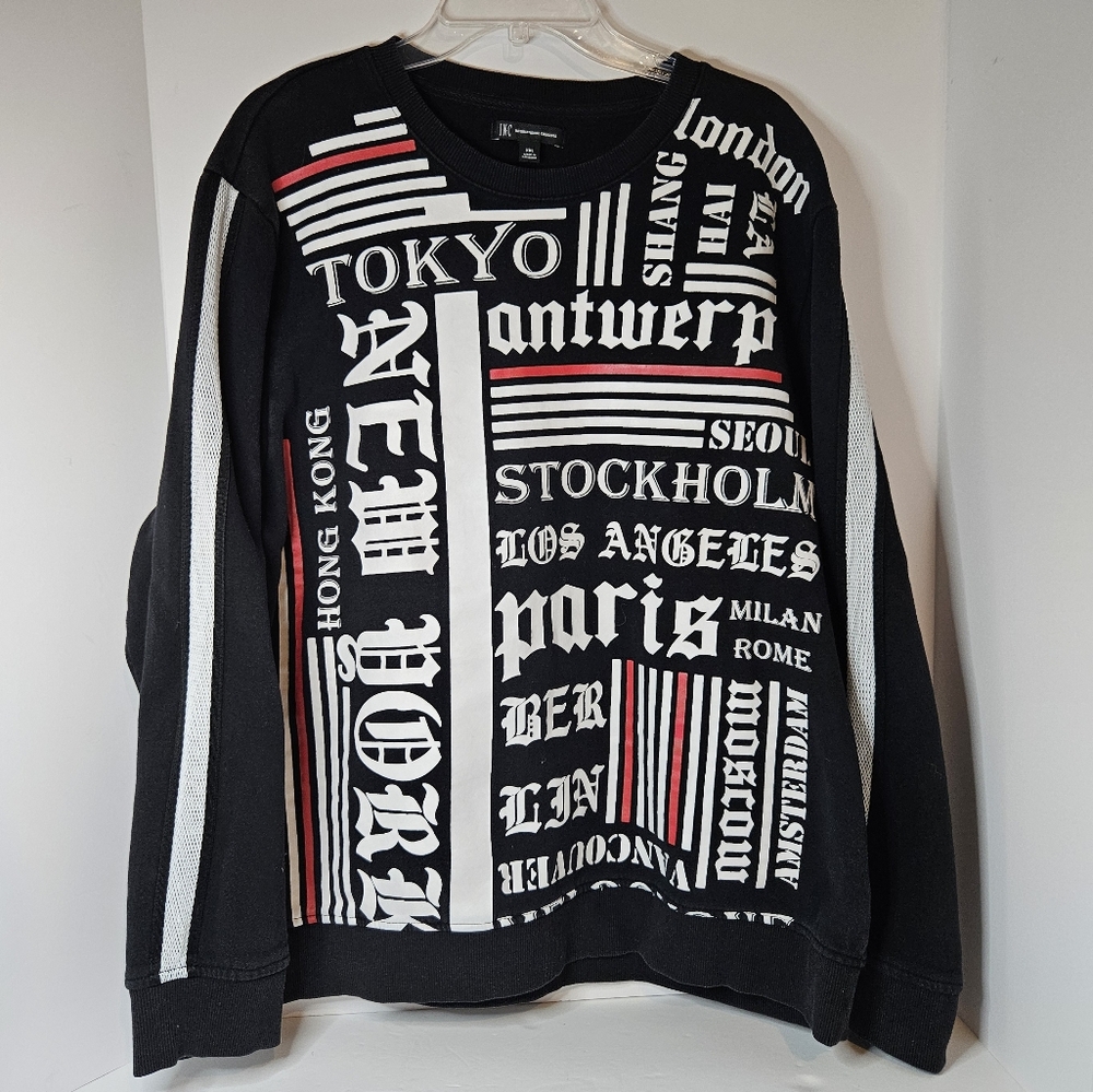 INC 90s Mens XXL Black Graphic Sweatshirt Streetwear Urbancore Hip-Hop Skater